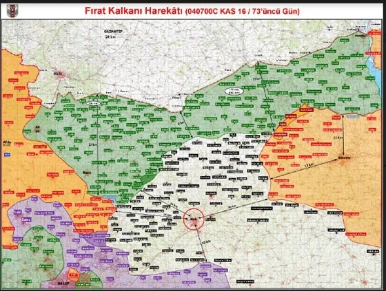 TSK'dan Fırat Kalkanı operasyonunun haritası