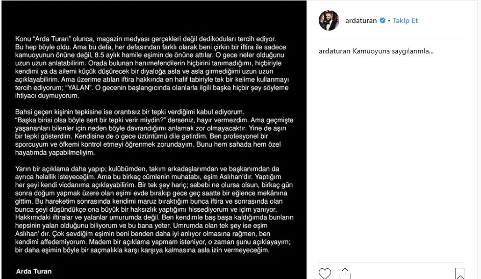 Arda Turan'dan kavga açıklaması