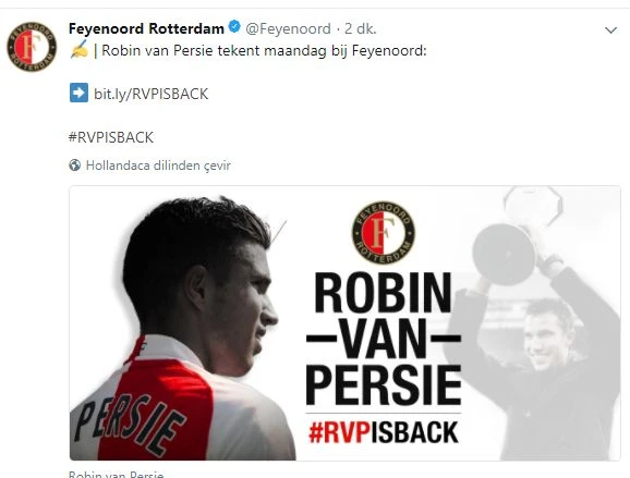 Feyenoord, Robin van Persie'yi resmen açıkladı!