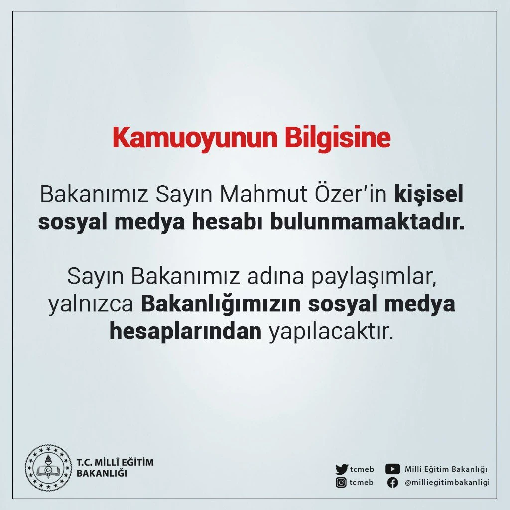 MEB: Bakanımızın sosyal medya hesabı yoktur