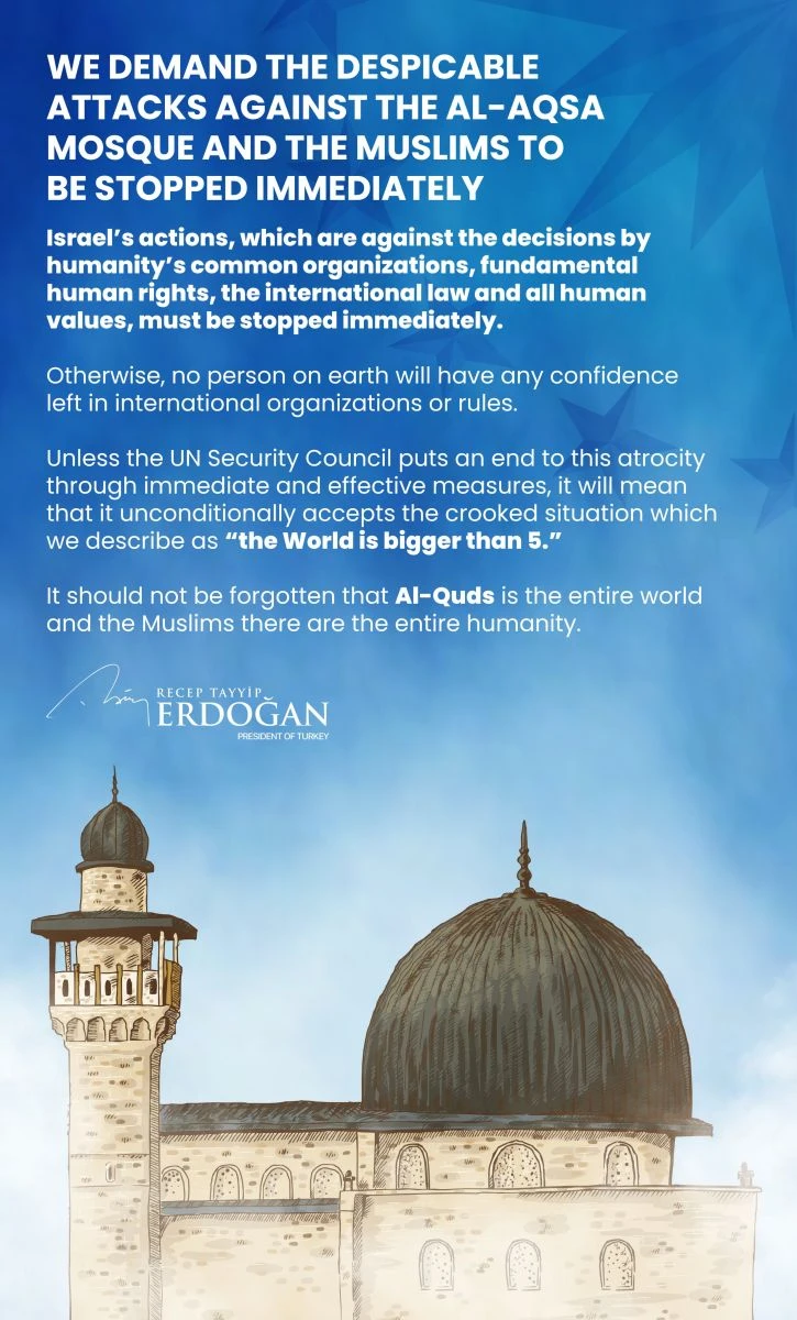 Cumhurbaşkanı Erdoğan'dan Filistin için çağrı