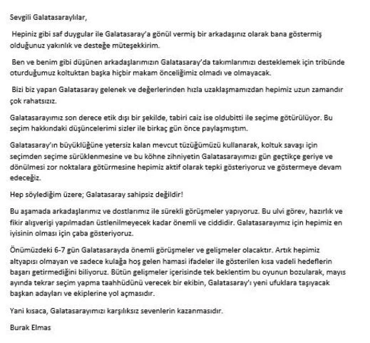 Burak elmas'tan galatasaray başkanlığı için adaylık açıklaması