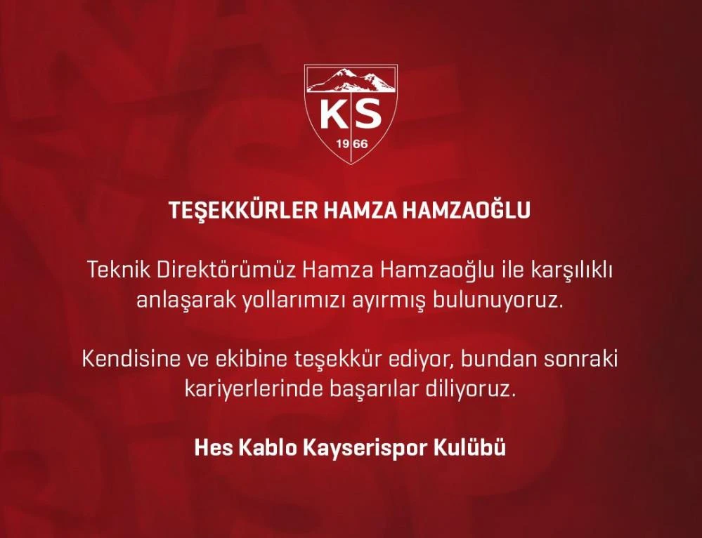 Kayserispor'dan Hamzaoğlu açıklaması