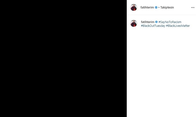 Fatih Terim'den ırkçılığa karşı güçlü mesaj: "Irkçılığa Hayır"