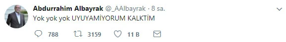 Abdurrahim Albayrak'ın tweeti