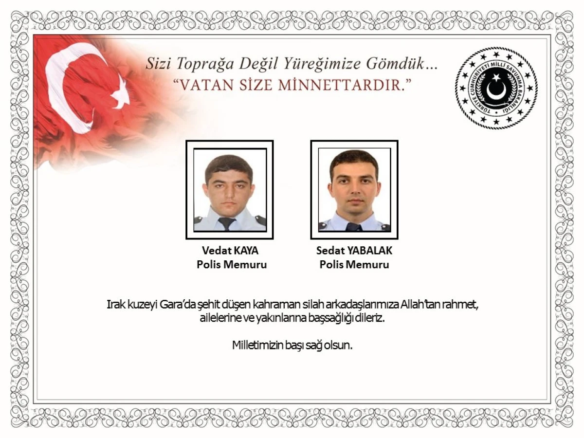 MSB’den Gara’da şehit olanlar için başsağlığı mesajı