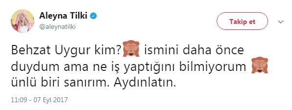 Aleyna Tilki'den Behzat Uygur'a çarpıcı cevap!