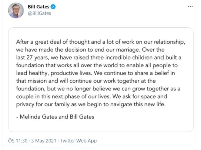 Bill Gates boşanıyor