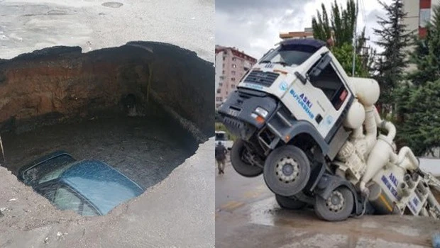 Ankara'da çukura düşen vidanjör