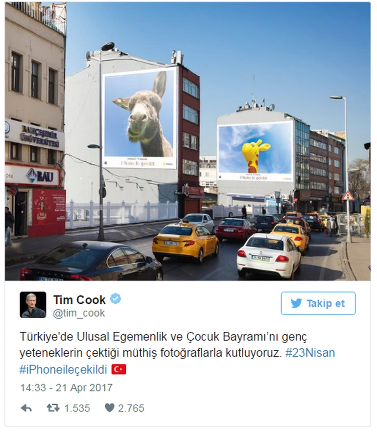 Tim Cook'un 23 Nisan tweeti