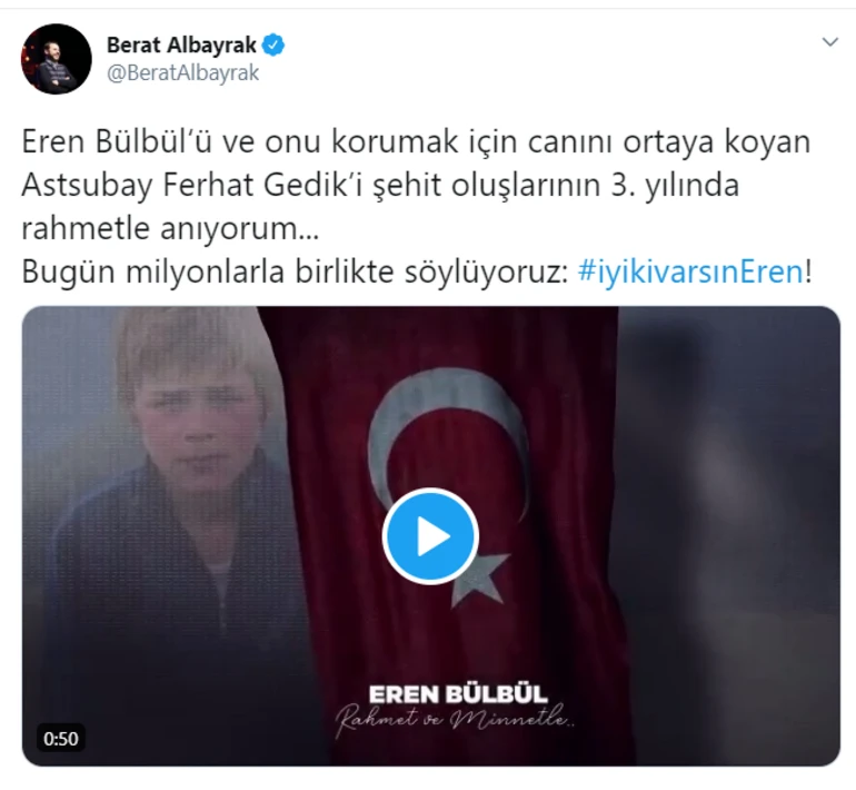 Bakan Albayrak: İyi ki varsın Eren