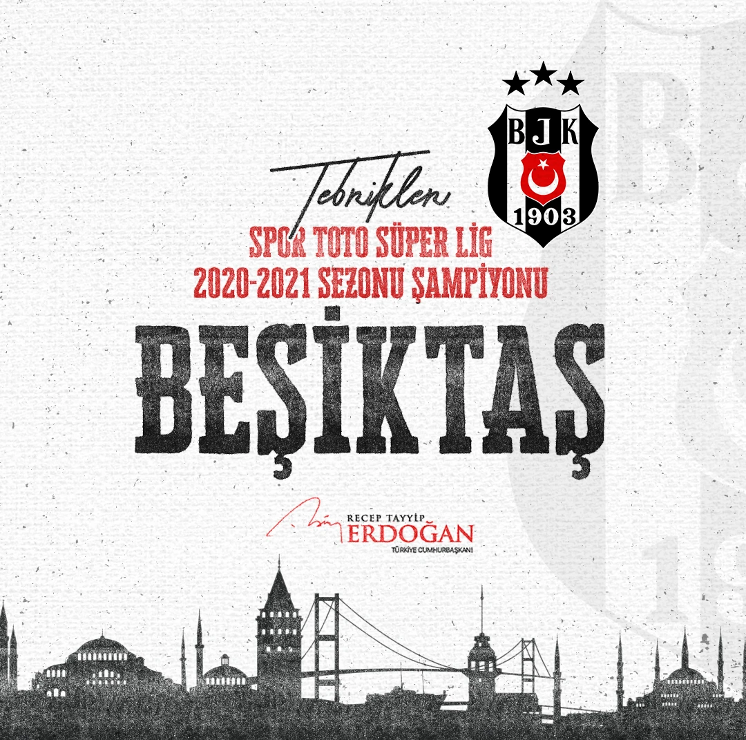 Cumhurbaşkanı Erdoğan, şampiyon Beşiktaş ve taraftarını tebrik etti