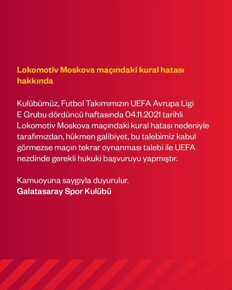 Rus basını yazdı! Galatasaray- Lokomotiv Moskova maçı tekrarlanabilir