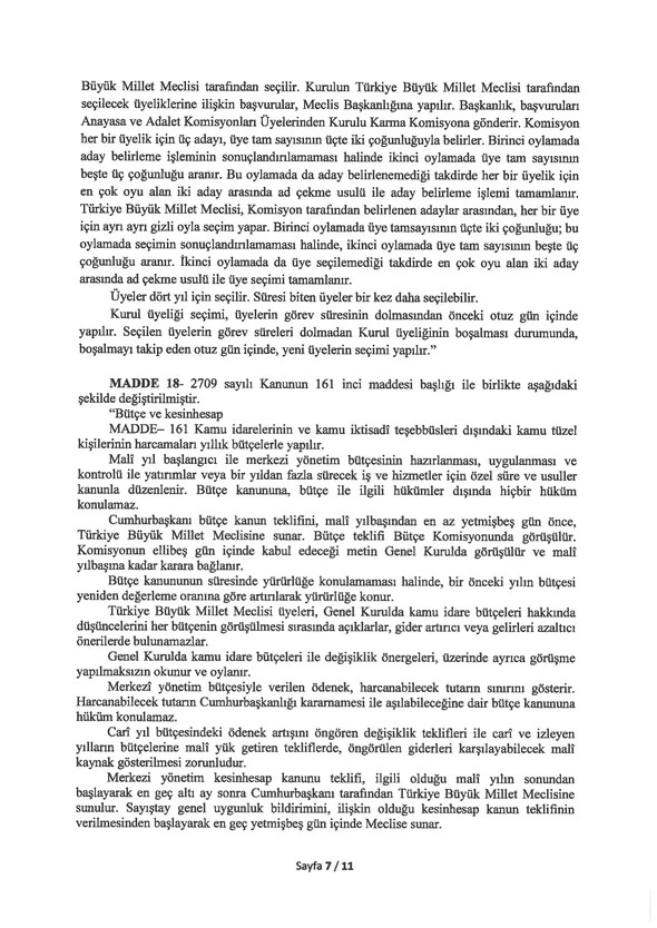 Anayasa değişikliği meclise sunuldu. İşte değiştirilmesi planlanan maddeler!