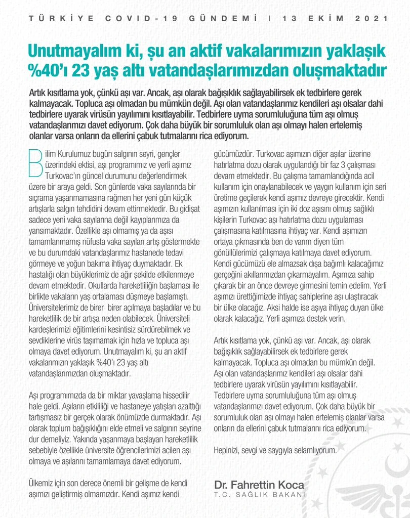 Son dakika! Bakan Koca: Vakaların yüzde 40'ı 23 yaş altı kişiler