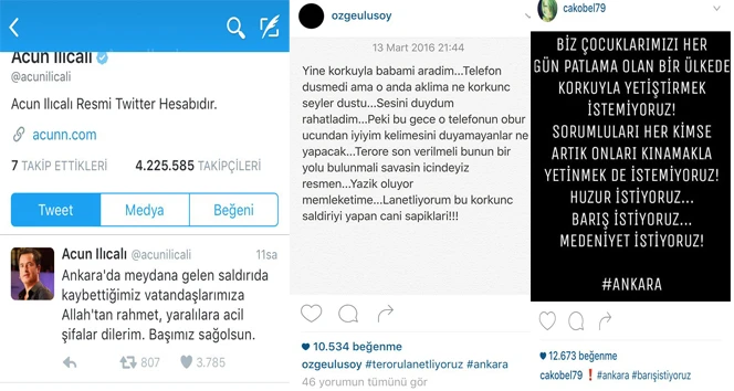 Ünlü isimlerden teröre tepki