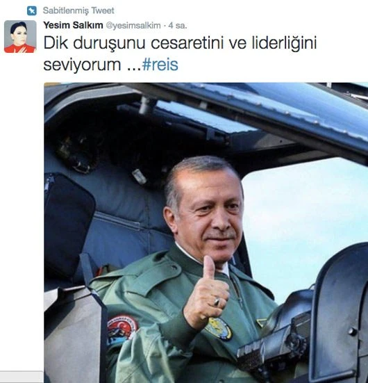 Yeşim Salkım'dan Erdoğan paylaşımı