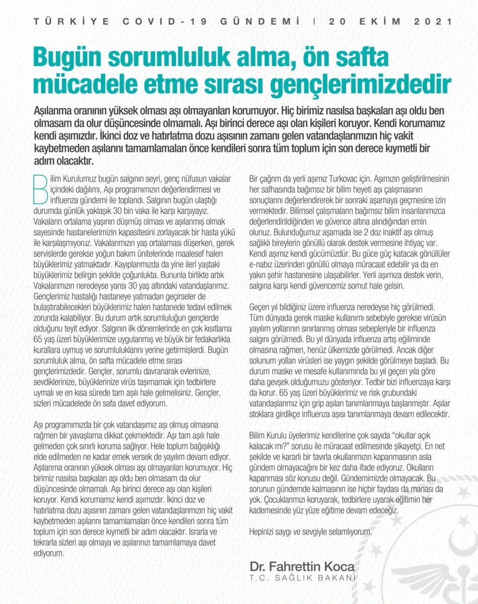 Son dakika: Bilim Kurulu toplantısı sonrası 'aşı' çağrısı