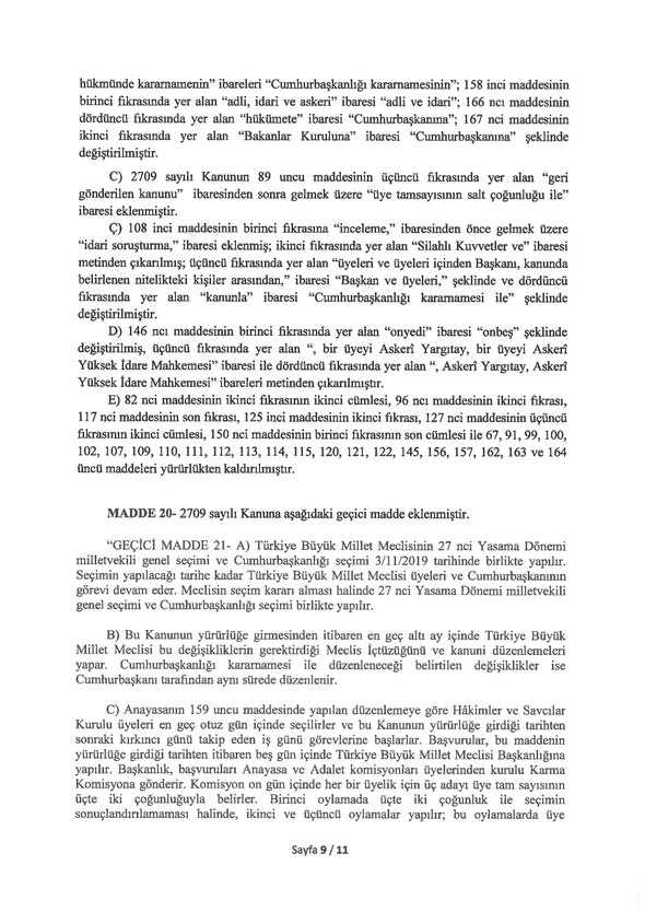 Anayasa değişikliği meclise sunuldu. İşte değiştirilmesi planlanan maddeler!