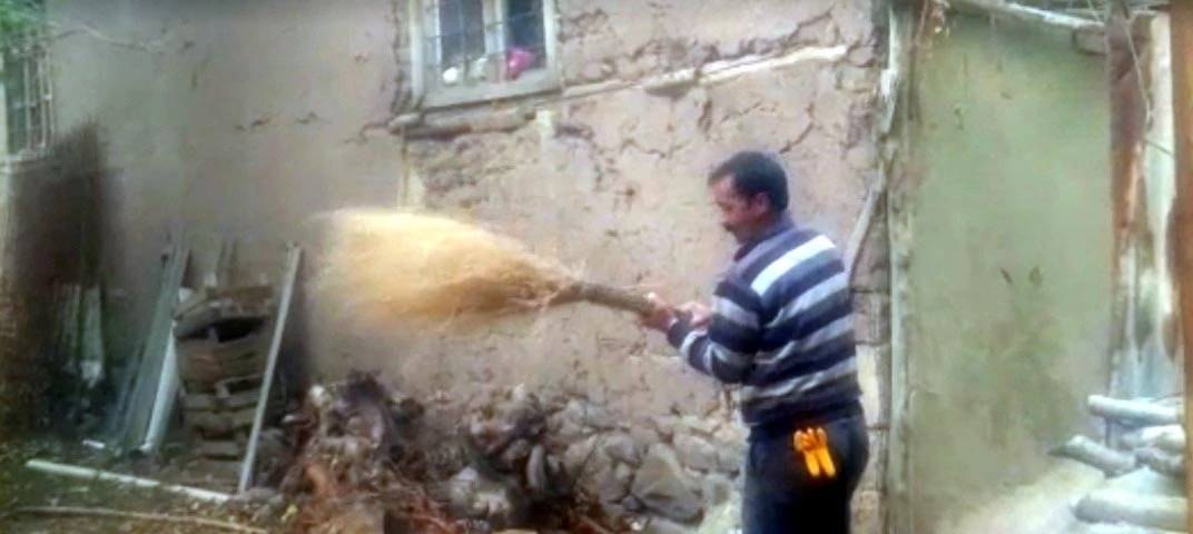 Evin duvarına yuva yapan arıların saldırısına uğradı!