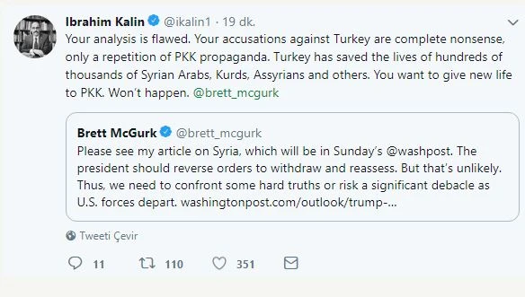 Kalın'dan McGurk'a cevap: PKK propagandası yapıyorsun