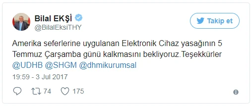 THY Genel Müdürü Bilal Ekşi'den flaş kabin yasağı açıklaması