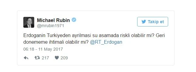 Erdoğan'ın ABD ziyareti öncesi Michael Rubin'den tehditkar paylaşım