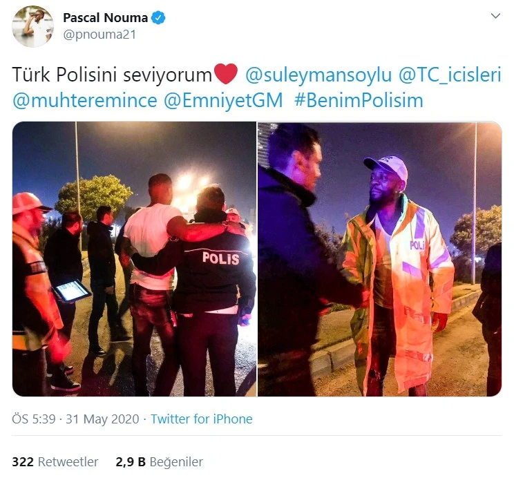 Pascal Nouma'dan Türk Polisi'ne anlamlı destek mesajı