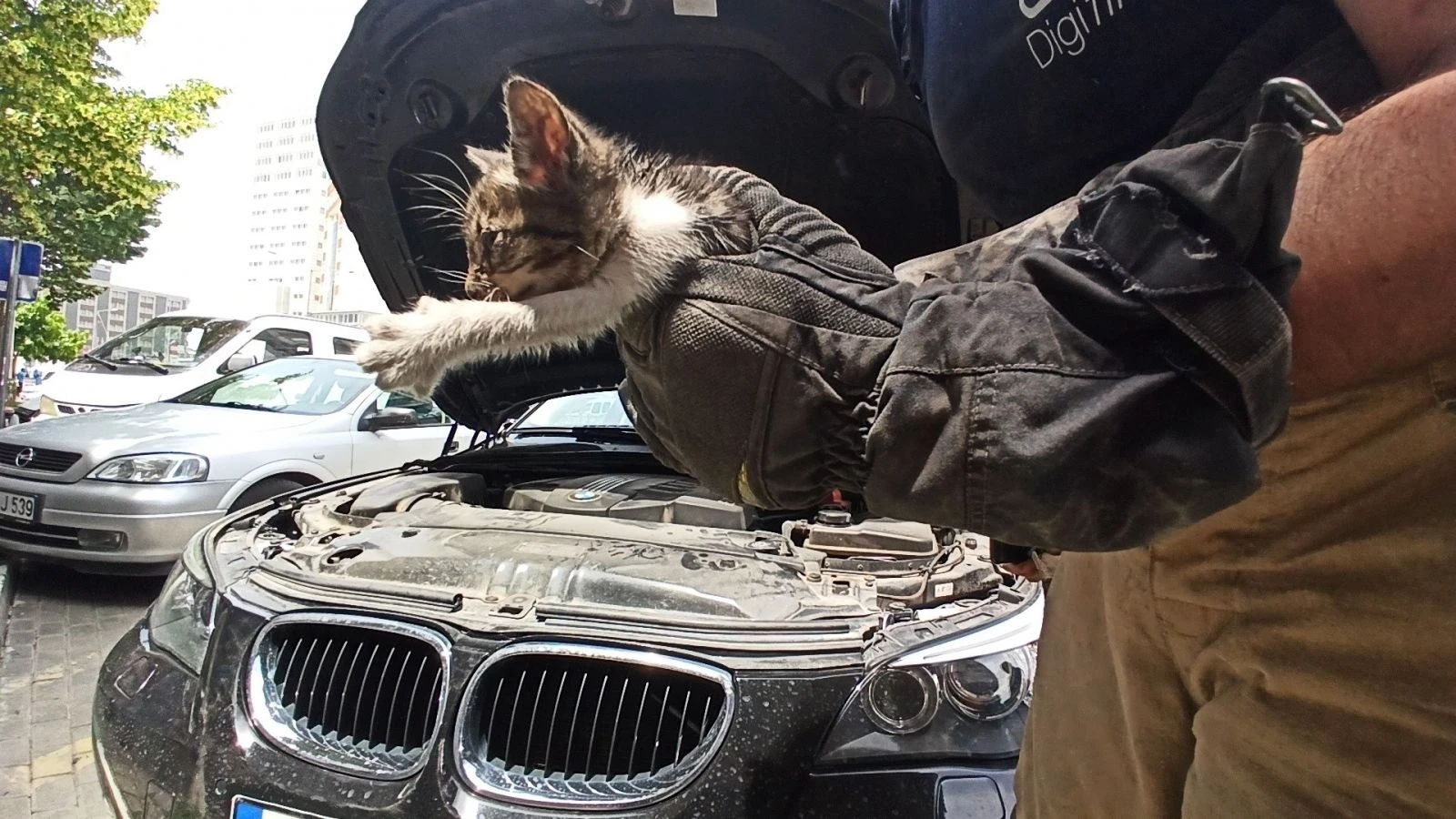 Otomobilinin camındaki notu gören sürücü itfaiyeyi aradı
