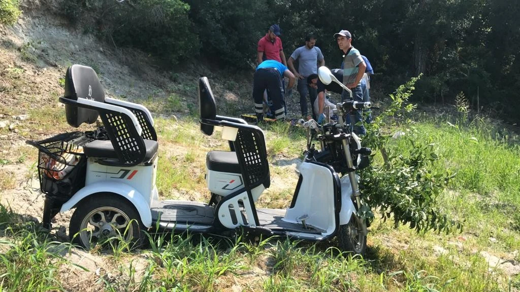 Feride nine, 3 torunu ile birlikte uçuruma yuvarlandı