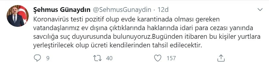 Karantina kurallarına uymayanlar hakkında suç duyurusu