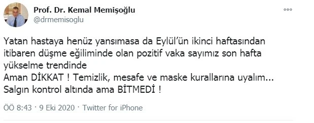 İstanbul İl Sağlık Müdürü uyardı: 'Pozitif hasta sayımız yükselme trendinde'
