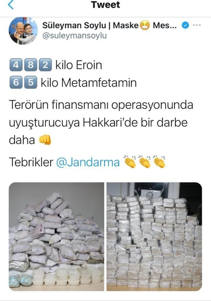 Hakkari’de 482 kilo eroin, 65 kilo metamfetamin ele geçirildi