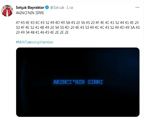 Cumhurbaşkanı Erdoğan’ın özel mesajı, AKINCI TİHA’nın yazılımına eklendi