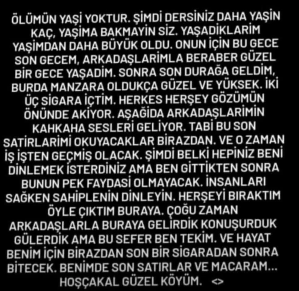 Arkadaşlarına mesaj yazdıktan sonra hayatına son verdi