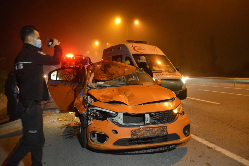 İstanbul'un göbeğinde akıl almaz kaza! Ticari taksi ata çarptı