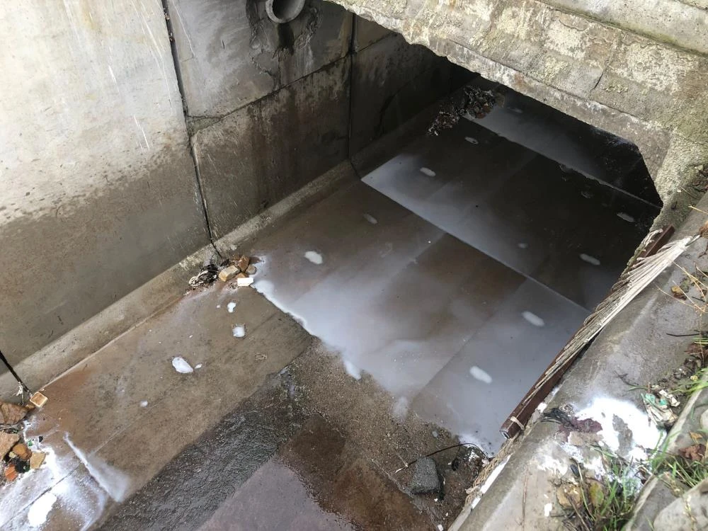 İstanbul'da korkutan görüntü: Fabrikadan sızan yabancı madde dereyi beyaza bürüdü