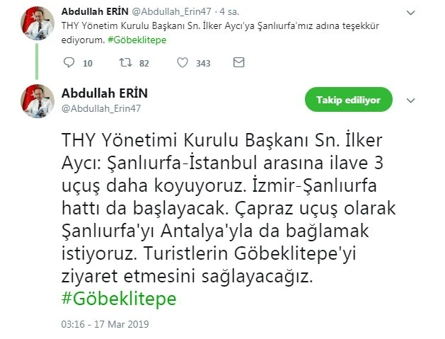 Şanlıurfa’ya ek uçak seferleri müjdesi