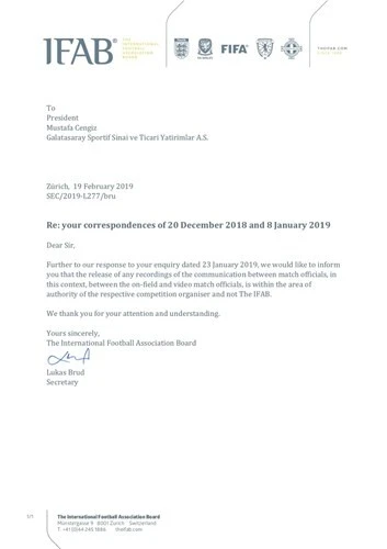 Galatasaray'dan VAR açıklaması