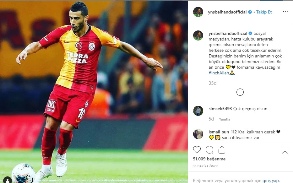 Belhanda'dan taraftarlara teşekkür
