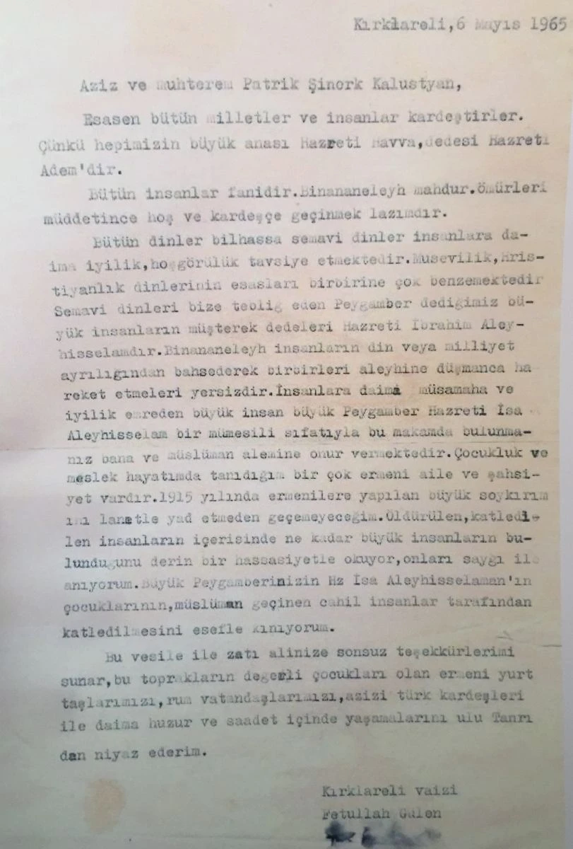 FETÖ 1965'de "sözde Ermeni soykırımını" tanımış