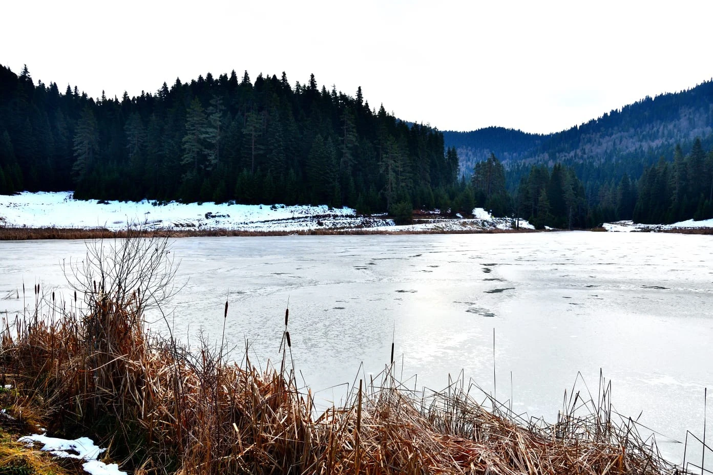Eğriova Göleti buz tuttu