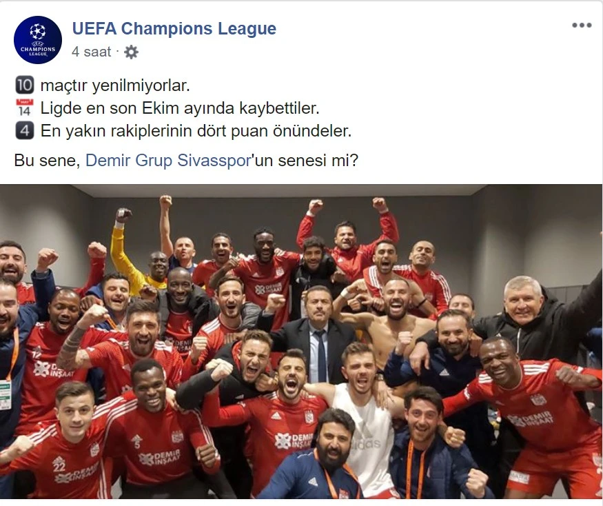 UEFA’dan Sivasspor paylaşımı!