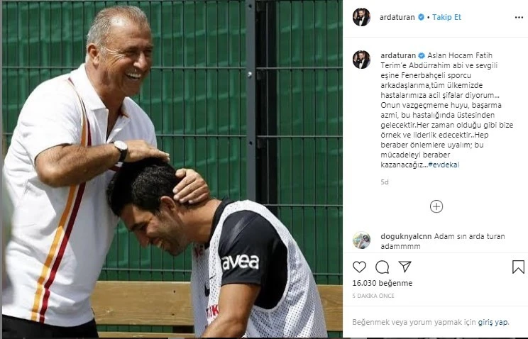 Arda Turan'dan Fatih Terim'e geçmiş olsun mesajı