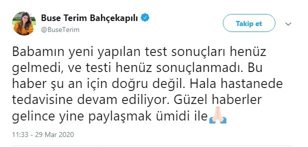 Buse Terim'den Fatih Terim'in sağlık durumuna ilişkin açıklama