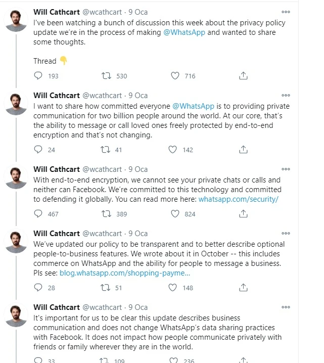 Whatsapp Yöneticisi Will Cathcart Güncellemeyi Savundu
