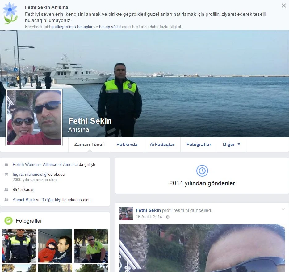 Fethi Sekin'in Facebook hesabı 'Anıtlaştırılmış Hesap' olarak değiştirildi!