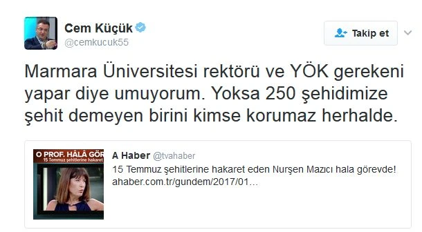 Cem Küçük: O kadın neden hala görevde