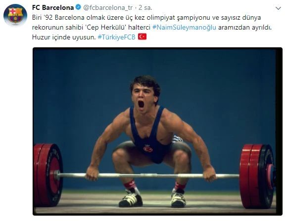 Barcelona'dan Naim Süleymanoğlu mesajı