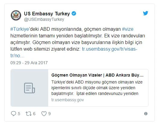ABD'nin Ankara Büyükelçiliği'nden vizelerle ilgili yeni açıklama!